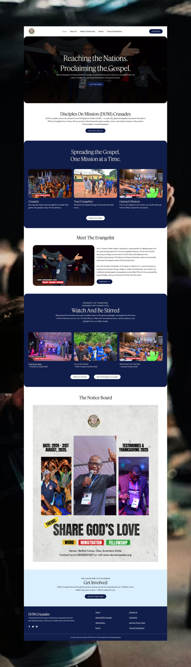 Dom Crusade Website Mockup